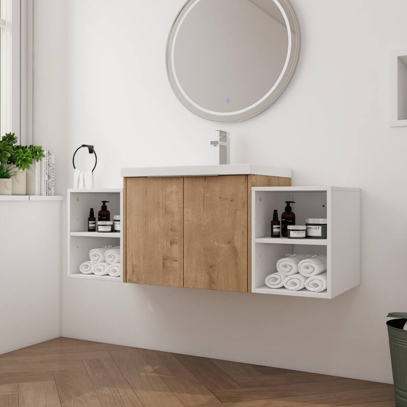 Beingnext 24"/36"/48"/60"/72"/84" Bathroom Vanity with Sink, Floating Bathroom Vanity with Soft Close Door and Shelf