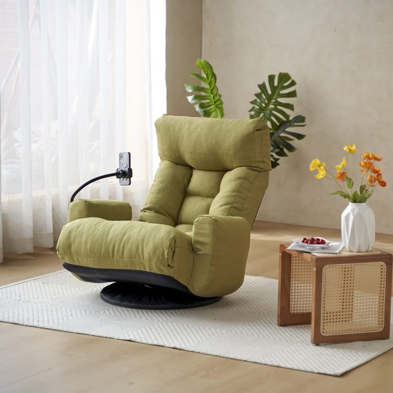 Reclining Ergonomic Swiveling Floor Game Chair - Green
