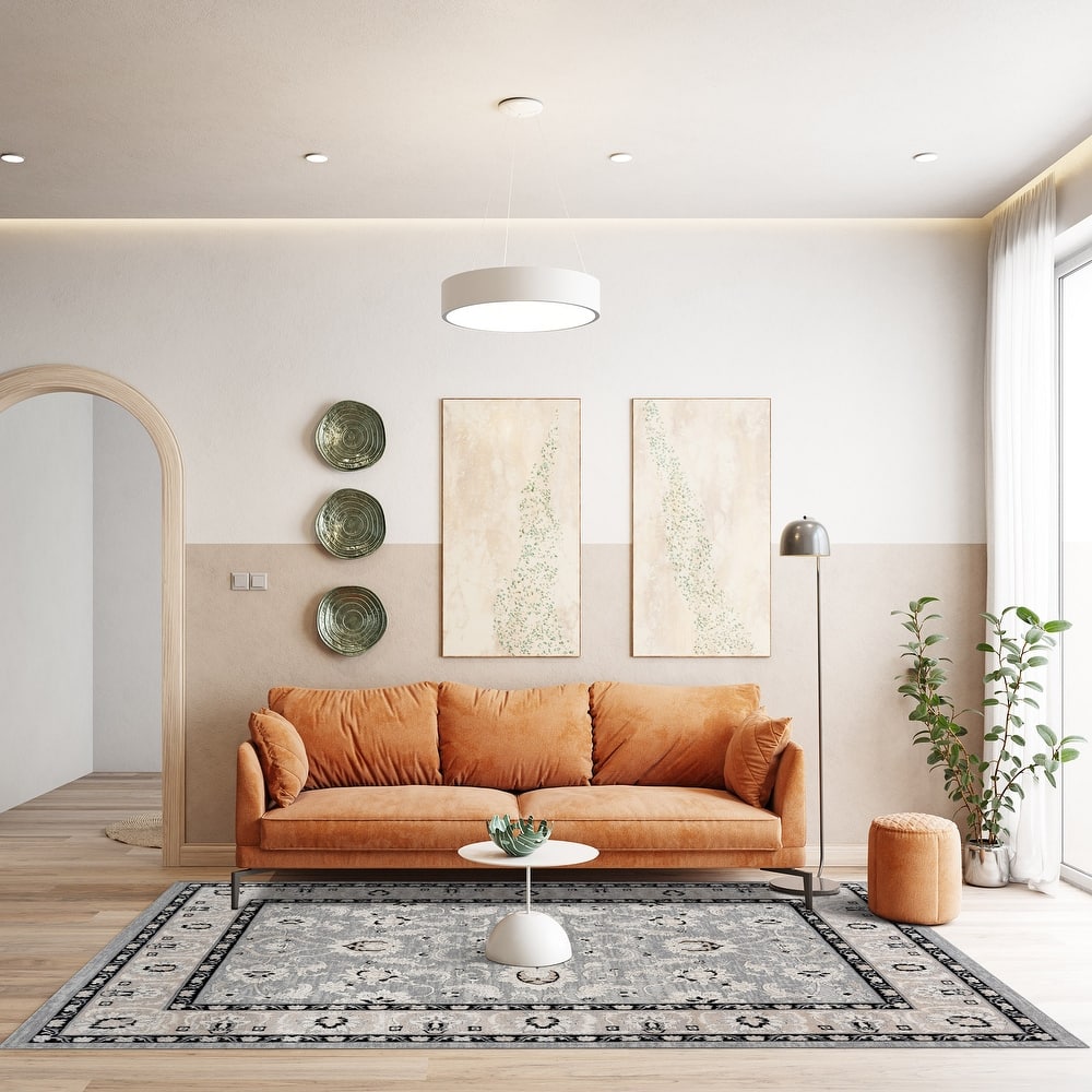 Gertmenian Arlo High Low Transitional Modern Gray Ivory Black Indoor Area Rug Collection