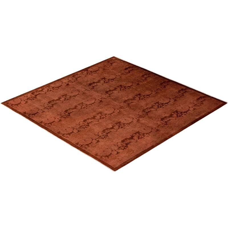 Overton Hand Knotted Wool Vintage Inspired Modern Contemporary Overdyed Brown Square Area Rug - 5' 1" x 5' 1"