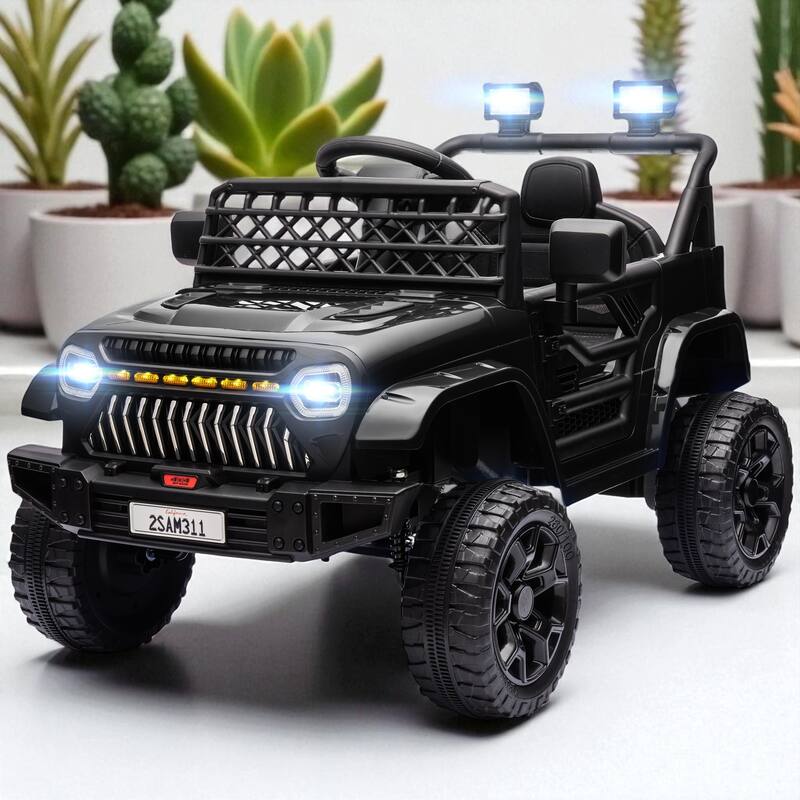 12V Kids Ride-On Truck, UTV with Remote Control, 3 Speeds, LED Lights, Music & Suspension Wheels for 3-6 Years - Black