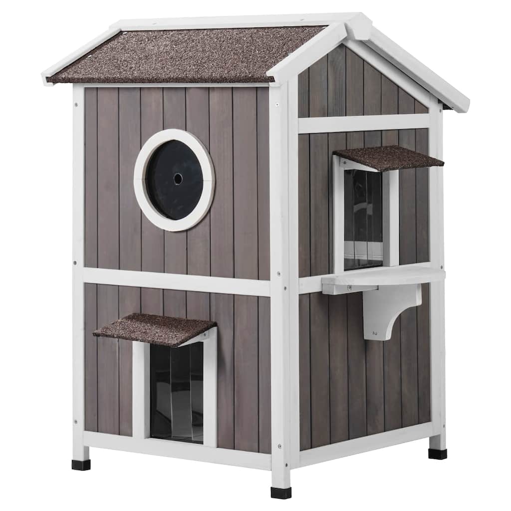 Outdoor Cat House Weatherproof Feral Cat Shelter for Multiple Cats