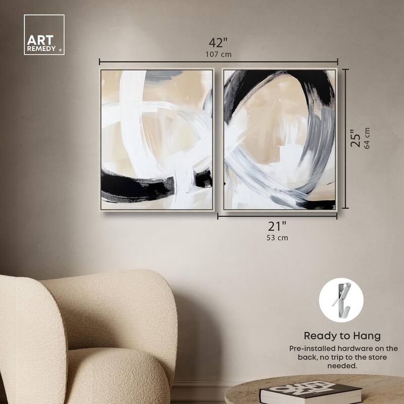 Neutral Interplay I Canvas Set of 2 by Art Remedy