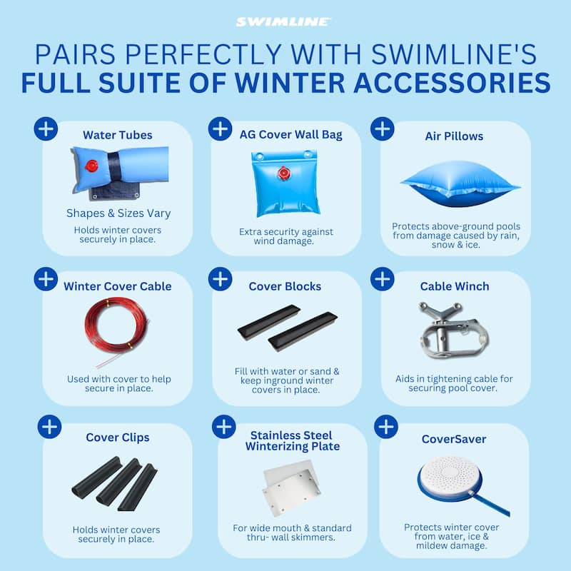 Swimline Hydrotools Silver King Winter Cover for 28 Ft Above Ground Round Pools - 18