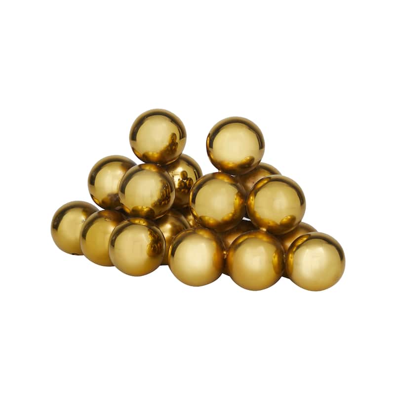 Stainless Steel Metal Stacked Orb Bookends - Set of 2 Gold - Roche River Decor - 5"W x 6"L x 5"H