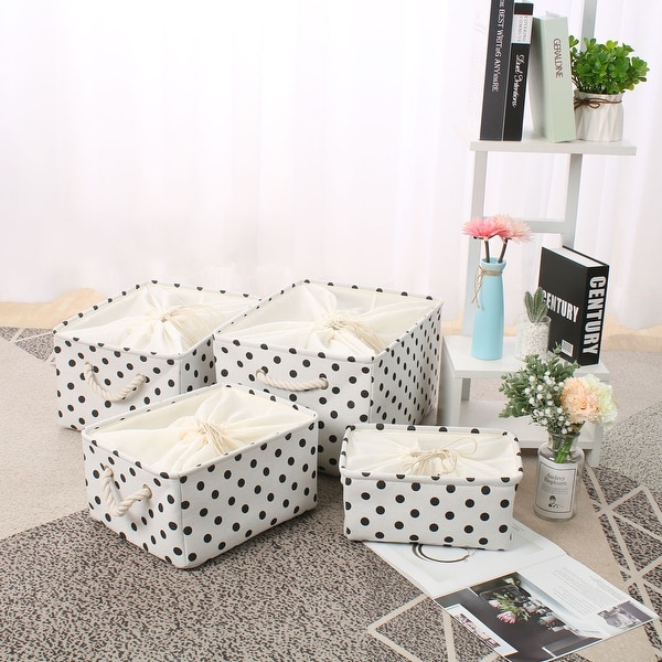 Foldable Fabric Storage Basket Bin Toy Clothing Cube with Drawstring Closure