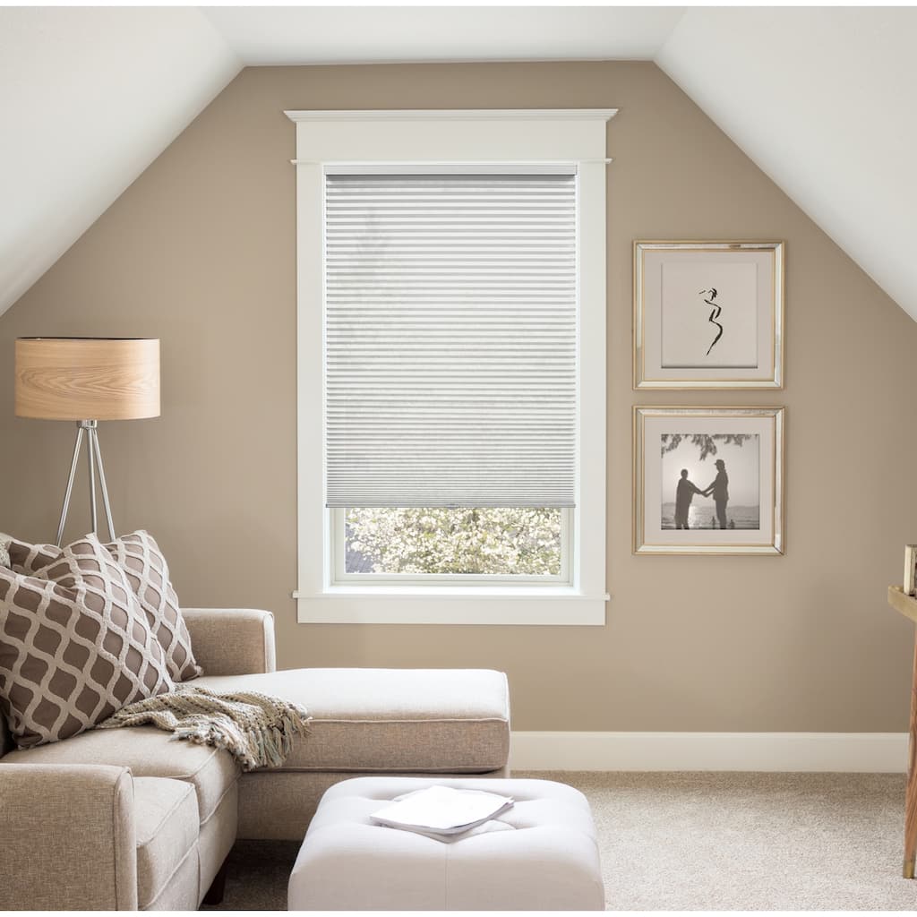 BlindsAvenue Custom 3/4" Pleat, Cordless Cellular Shades, Color Almost White, Light Filtering Fabric