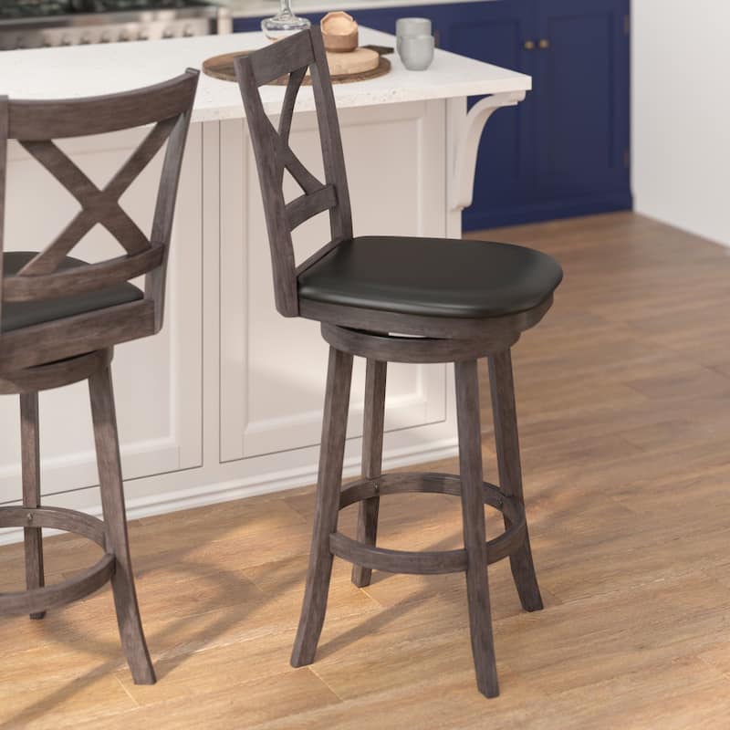 Commercial Wooden Swivel Upholstered Bar Stool