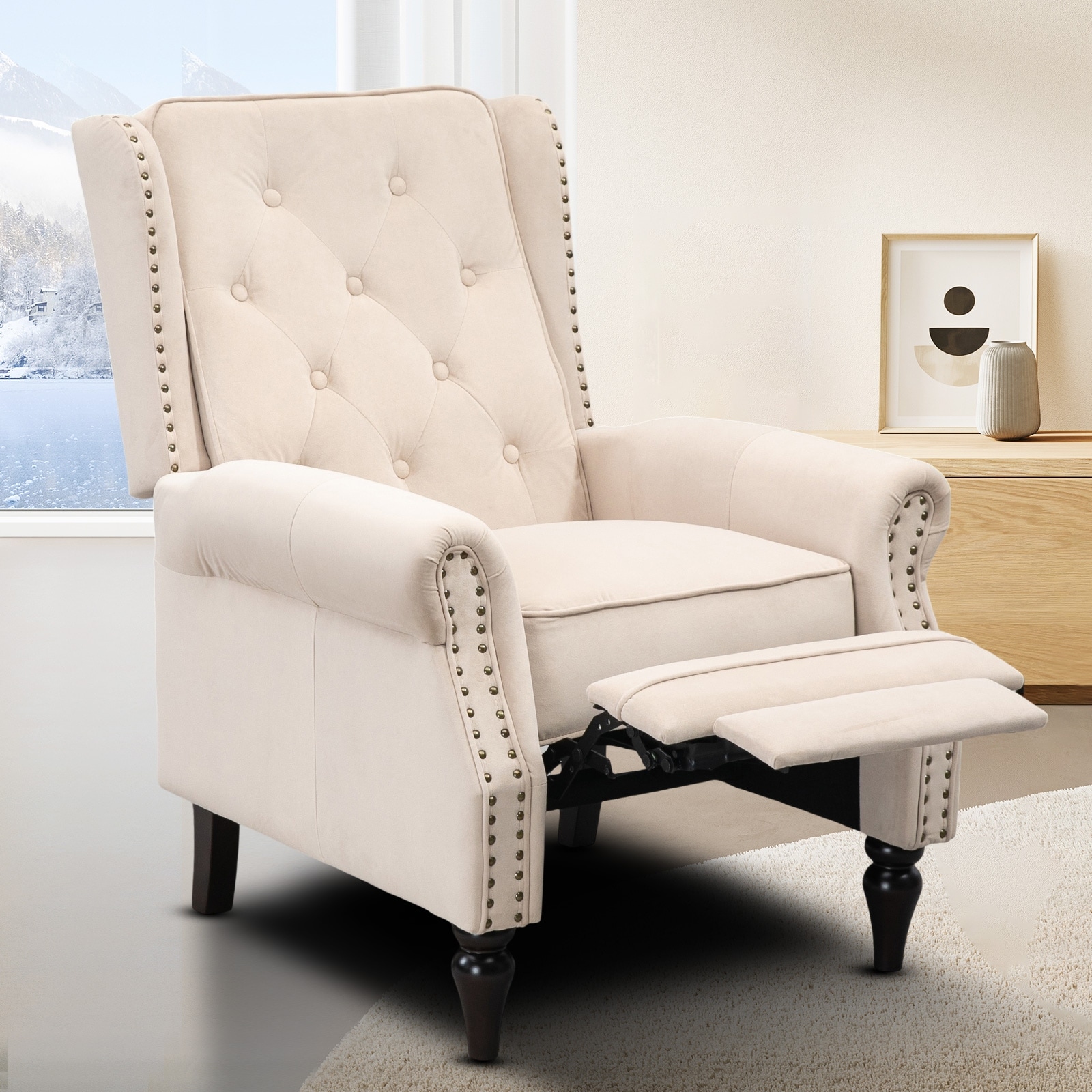 Velvet Wingback Tufted Recliner Accent Chair Bed Bath Beyond