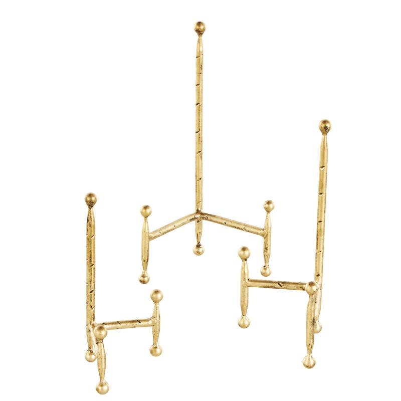 Metal Slim Display Easel with Ball Accents - Set of 3 Black or Gold - Roche River Decor