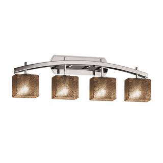 Justice Design Fusion Archway 4-light Polished Chrome Bath Bar, Mercury Rectangle Shade