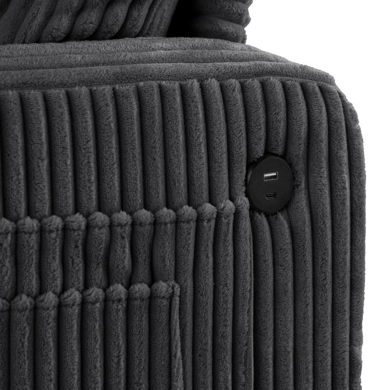 Furniture of America Xenia Modern Chenille Sofa with Cup Holders and USB Ports