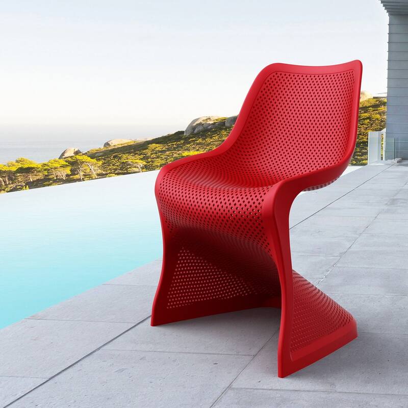 33.5" Red Outdoor Patio Dining Chair