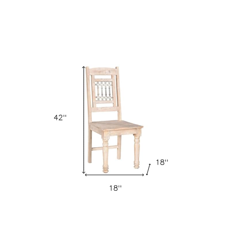 HomeRoots Set of Two White Wood Slat Back Dining Side Chairs - 18' X '42' X '18