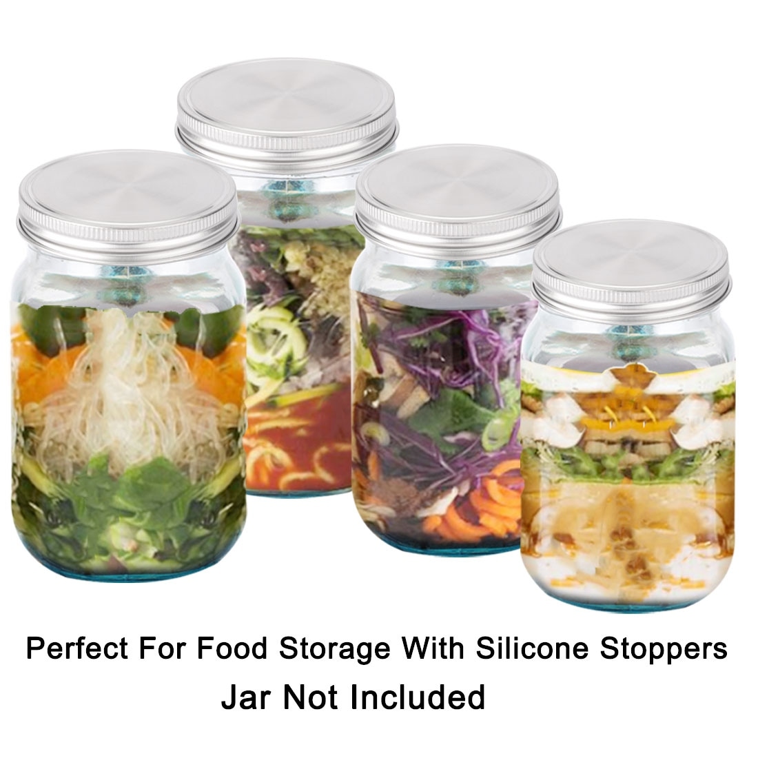6pcs Glass Airtight Bamboo Lid Storage Jar Silicone Ring Food Tall