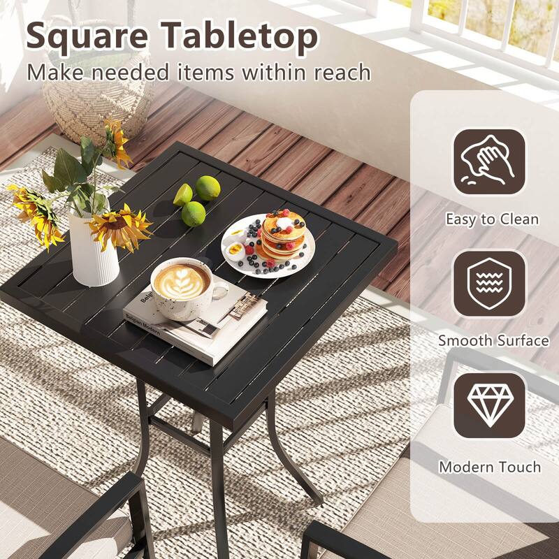 Gymax Set of 3 Swivel Bar Set Table & Chairs Set w/ Soft Cushions &