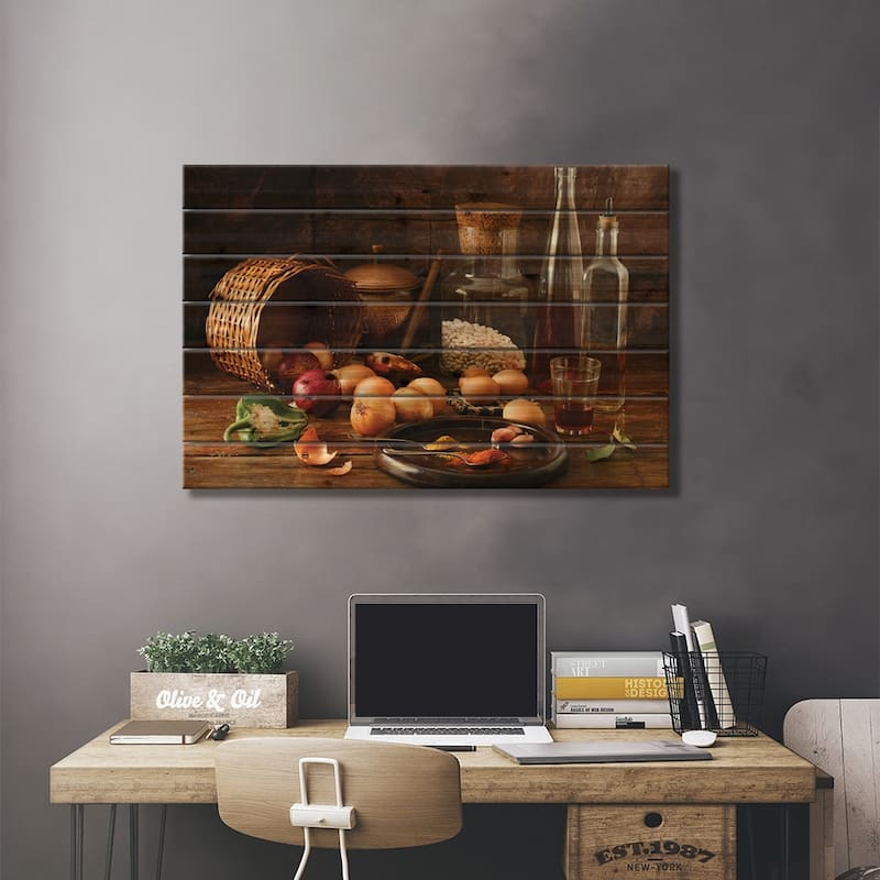 Smells Print On Wood by Luiz Laercio - Multi-Color