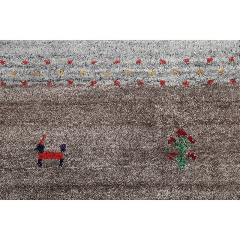 Striped Gabbeh Indian Area Rug Handmade Oriental Grey Wool Carpet - 6'9"x 8'2"