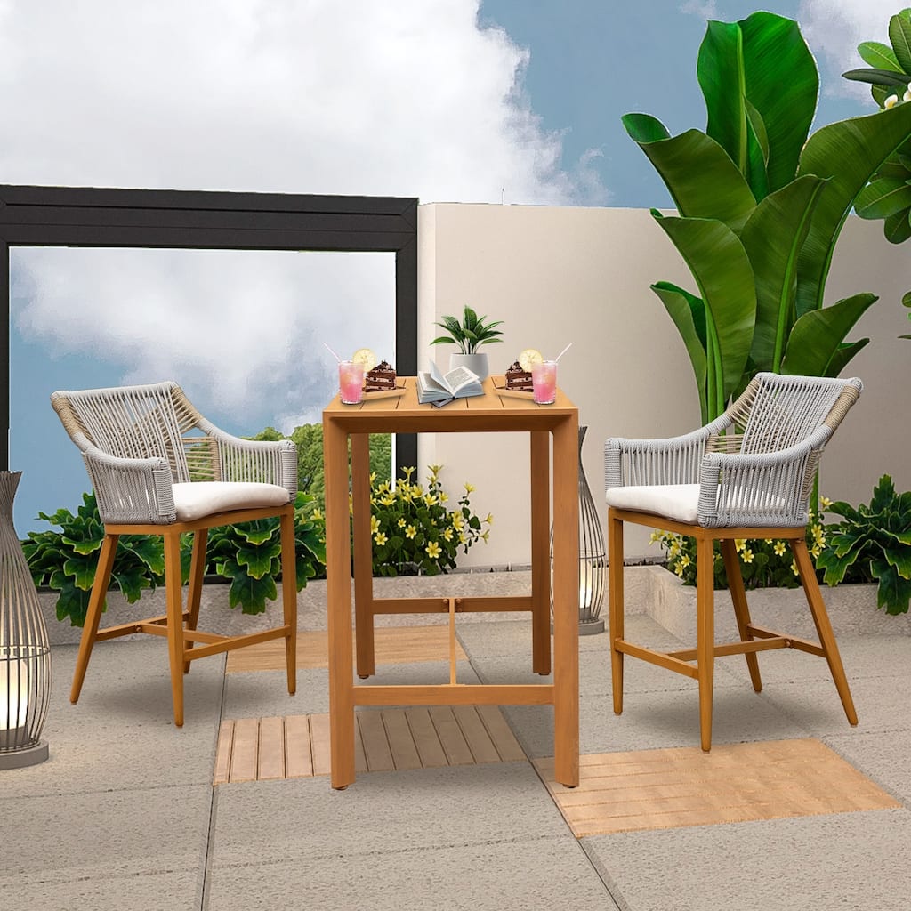Domi Outdoor Living 2-Person Aluminum Patio Dining Set with Cushions and Rectangular Table