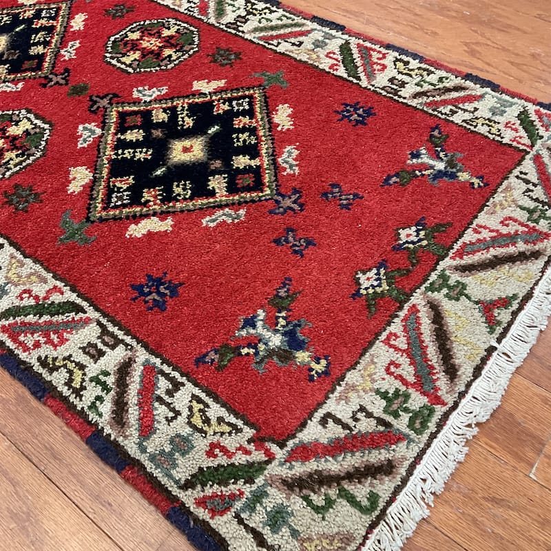 HERAT ORIENTAL Handmade Kazak Wool Rug - 2'2" x 4'1"