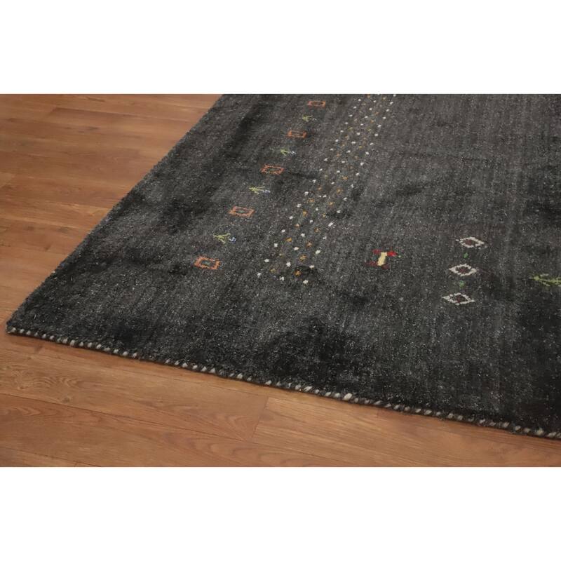 Hand Knotted Oriental 100% Wool Carpet Tribal Animal Pictorial Greys & Charcoal Gabbeh Area Rug - 10' 0'' X 9' 10''