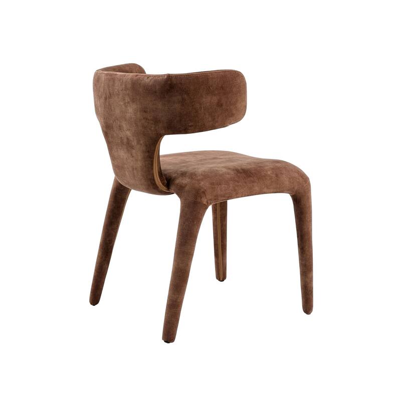 Cid Eve 21 Inch Dining Chair, Curved Wingback, Brown Textured Polyester