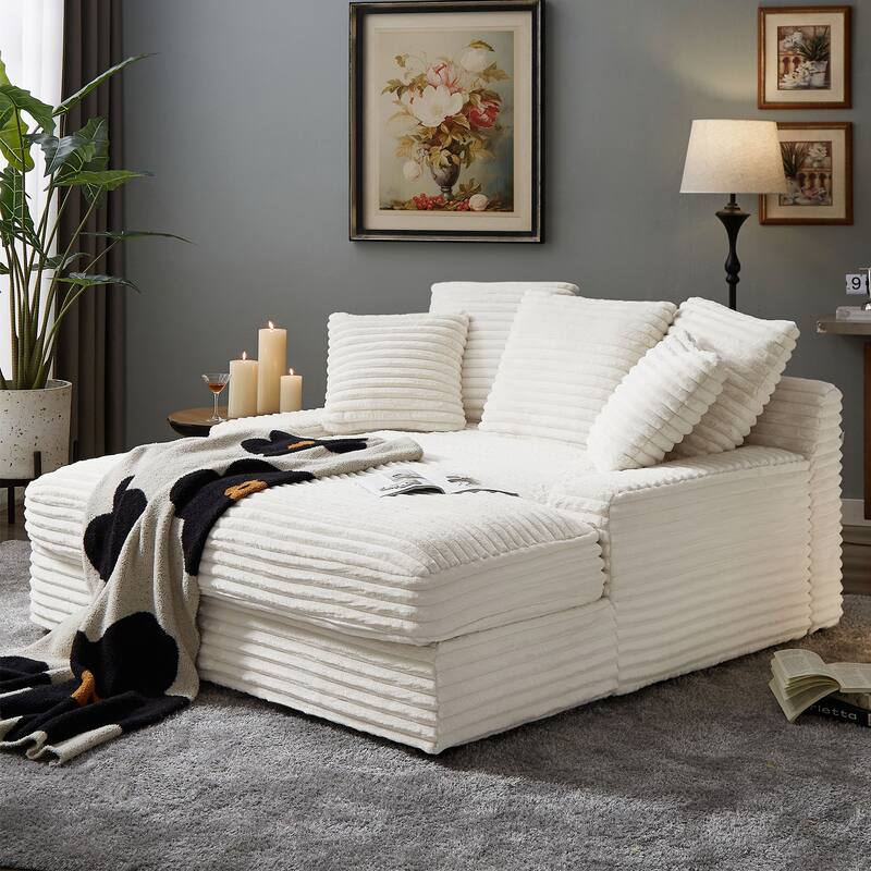 Modern Sleeper Sofa - Rectangular Couch with Square Armrests