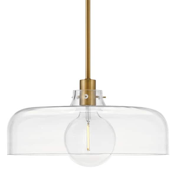 slide 2 of 3, Lark 83497 Maisie 15" Wide Pendant with Clear Glass Shade Lacquered Brass
