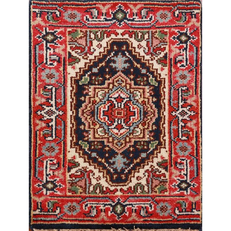 Navy Blue Heriz Serapi Accent Rug Hand-Knotted Wool Carpet - 2'0" x 3'0"