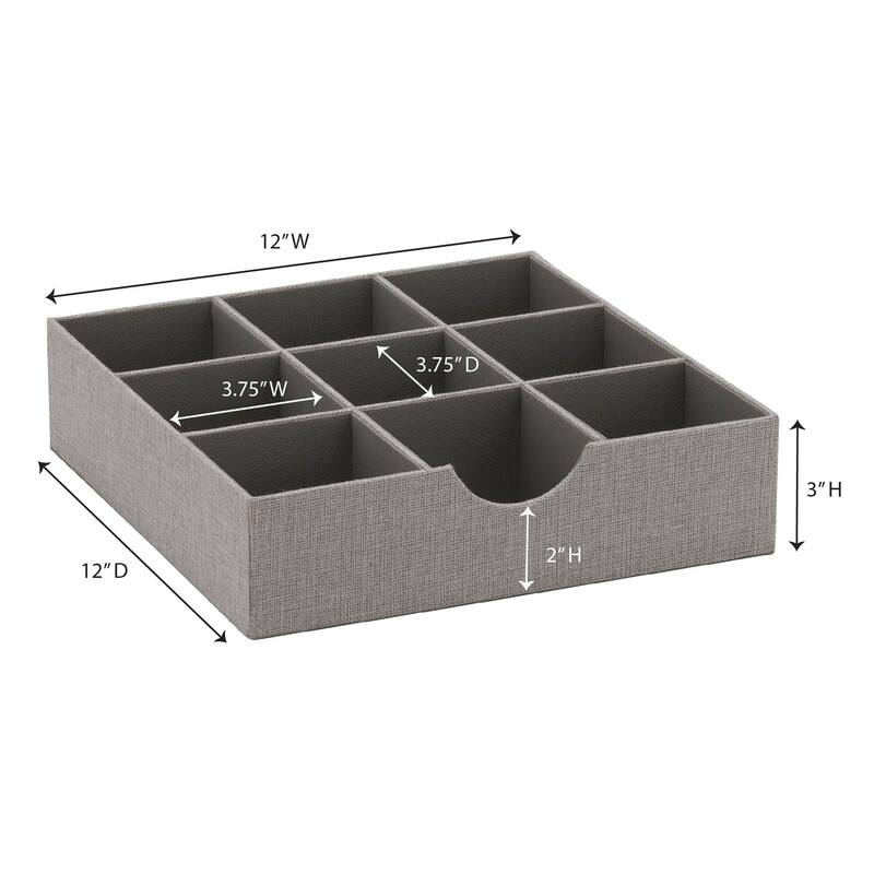 9 Compartment Drawer Organizer Tray 12.0"L x 12.0"W x 3.0"H On Sale