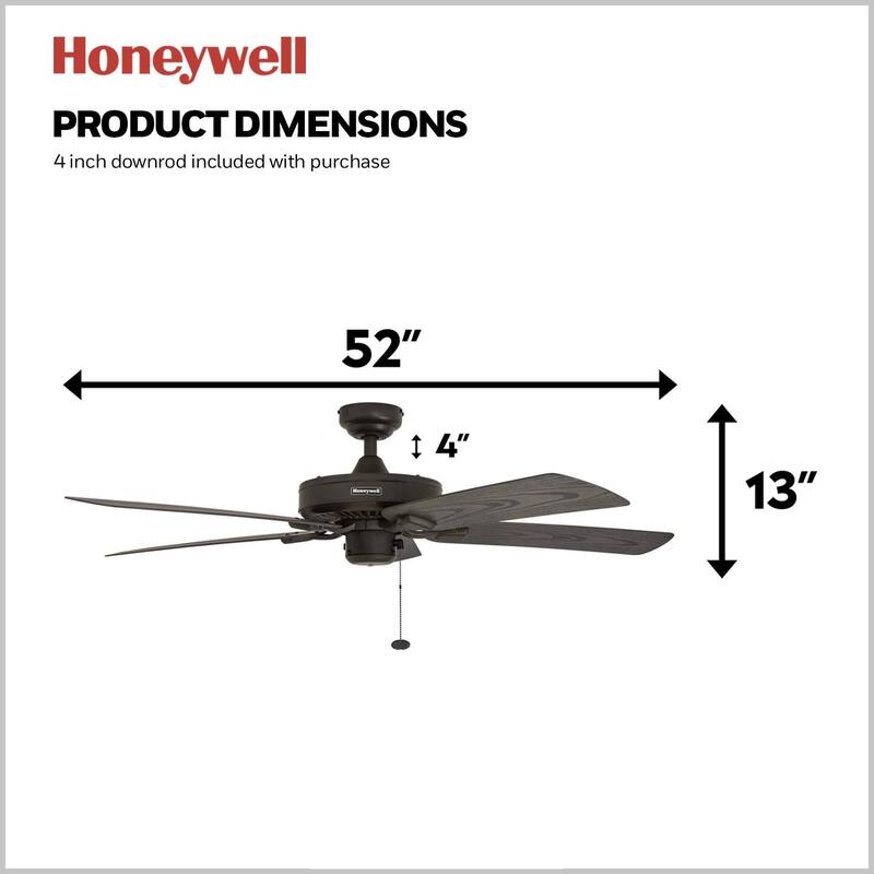 52" Honeywell Belmar Wet Rated Indoor/Outdoor Ceiling Fan, No Light