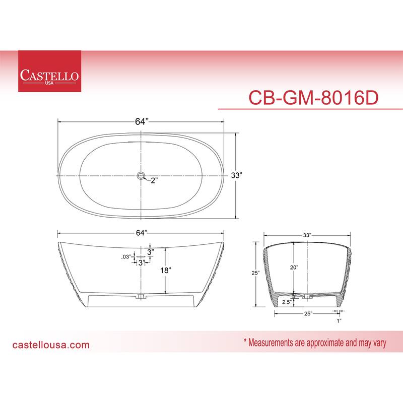 Knightsbrook 64" Freestanding Soaking Solid Surface Bathtub