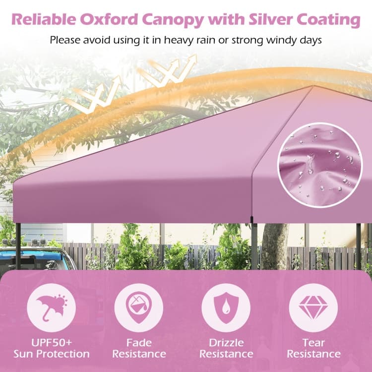 Oxford Fabric Metal Pop Up Canopy Tent with Bag and Adjustable Height