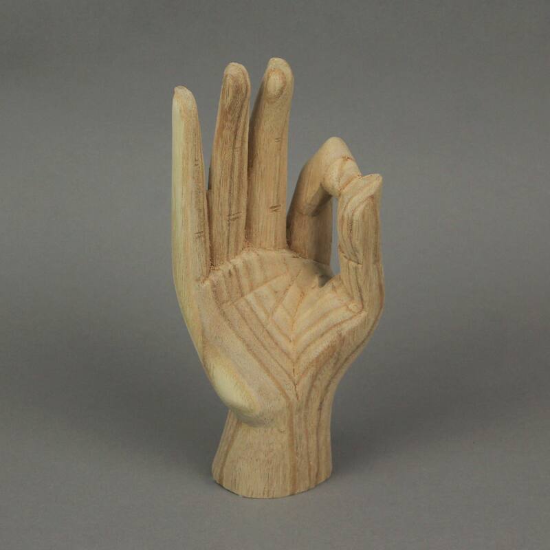 Zeckos Carved Wooden A-Ok Hand Gesture Statue 8 Inches High - 8 X 3.25 X 2.25 inches