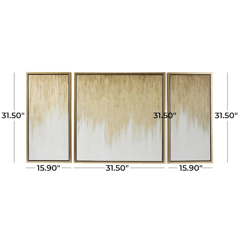 Canvas Geode Ombre Framed Wall Art with Gold Frame - Set of 3 Gold - Roche River Decor