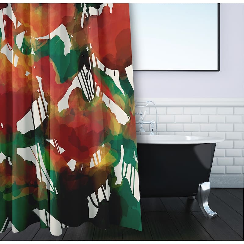 71 x 74-inch Abstract Floral Print Shower Curtain