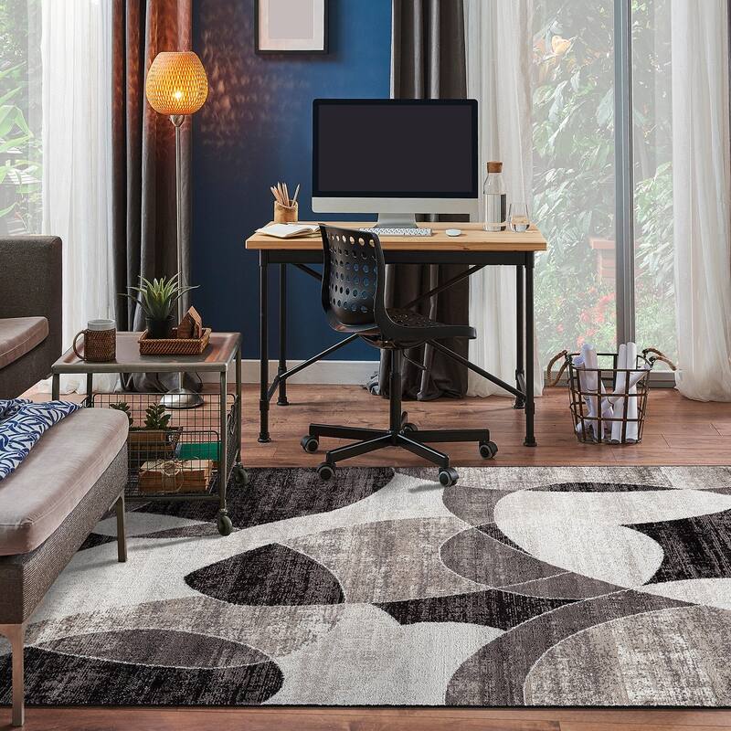 Contemporary Distressed Circle Area Rug