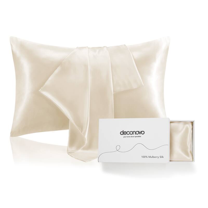 Deconovo 100% Pure Mulberry Silk Pillowcase With 22 Momme 6A High Grade Fibers - Standard Set of 1 - Champagne