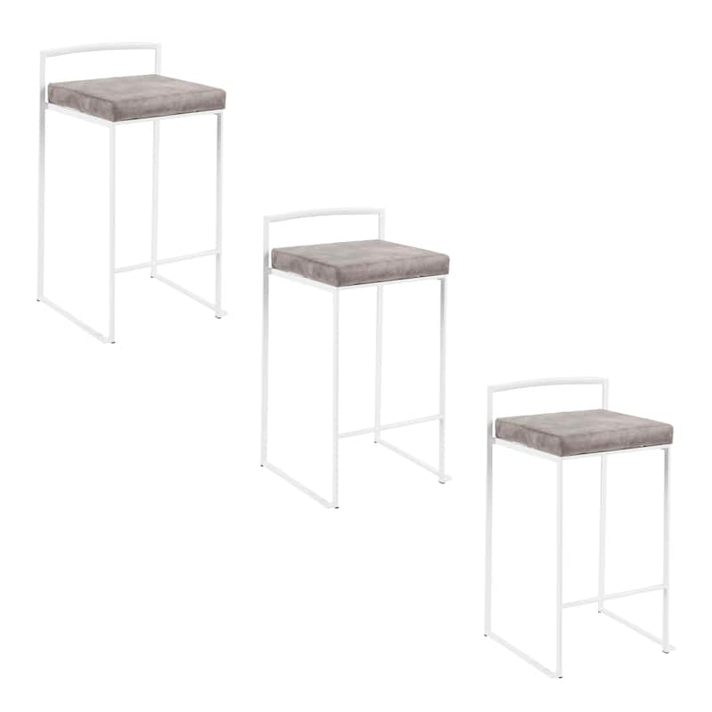 Porch & Den Forrest White Stackable Fully Welded Counter Stool (Set of 3)