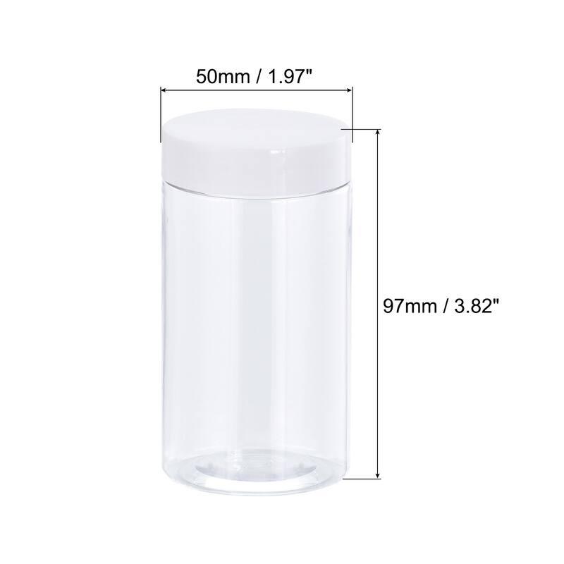 Round Plastic Jars with White Screw Top Lid, 12Pcs - Clear - 150ml