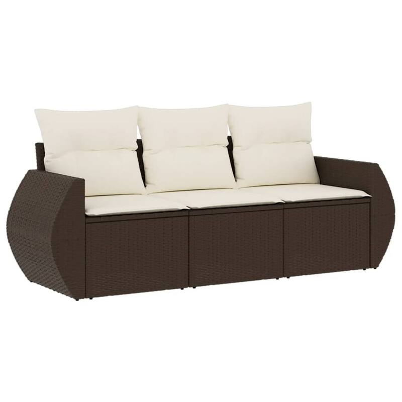 vidaXL Garden Sofa Set Brown, Cream white
