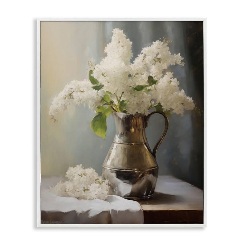 Stupell White Lilacs Still Life Framed Giclee Art Design By Arlington Prints - 11 x 14 - White