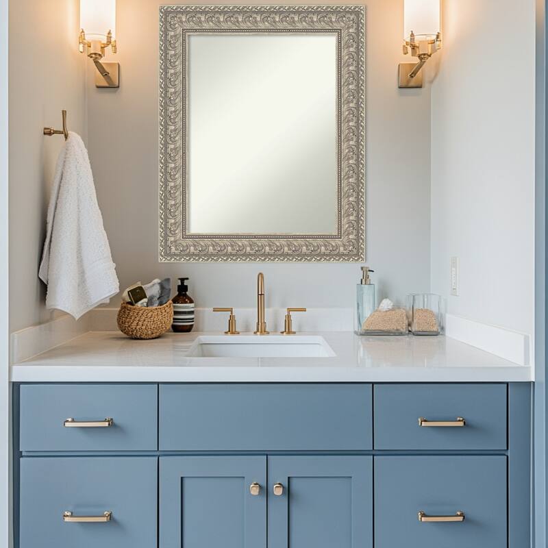 Sydney Silver Non-Beveled Framed Bathroom Vanity Wall Mirror - Sydney Silver