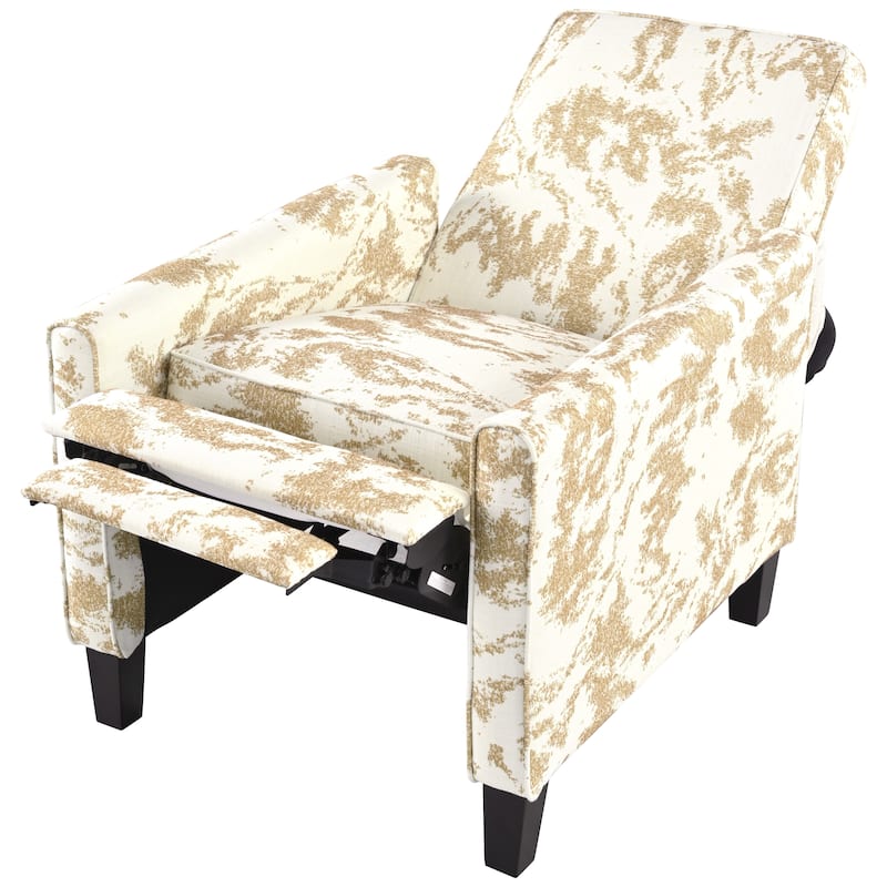 Recliner Chair with Adjustable Push-Back Mechanism, Armchair with Wood Legs, Deep Seating Lounge Chaise Chair