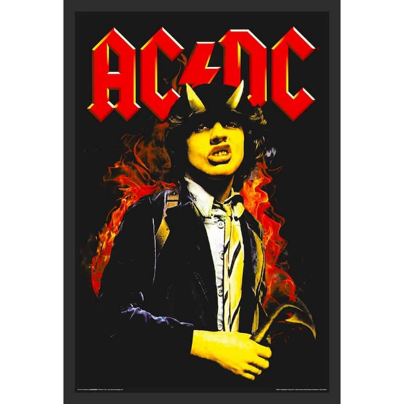 AC/DC Horns Non Flock Blacklight Framed Poster - 24 x 36 Inch
