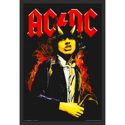 AC/DC Horns Non Flock Blacklight Framed Poster - 24 x 36 Inch