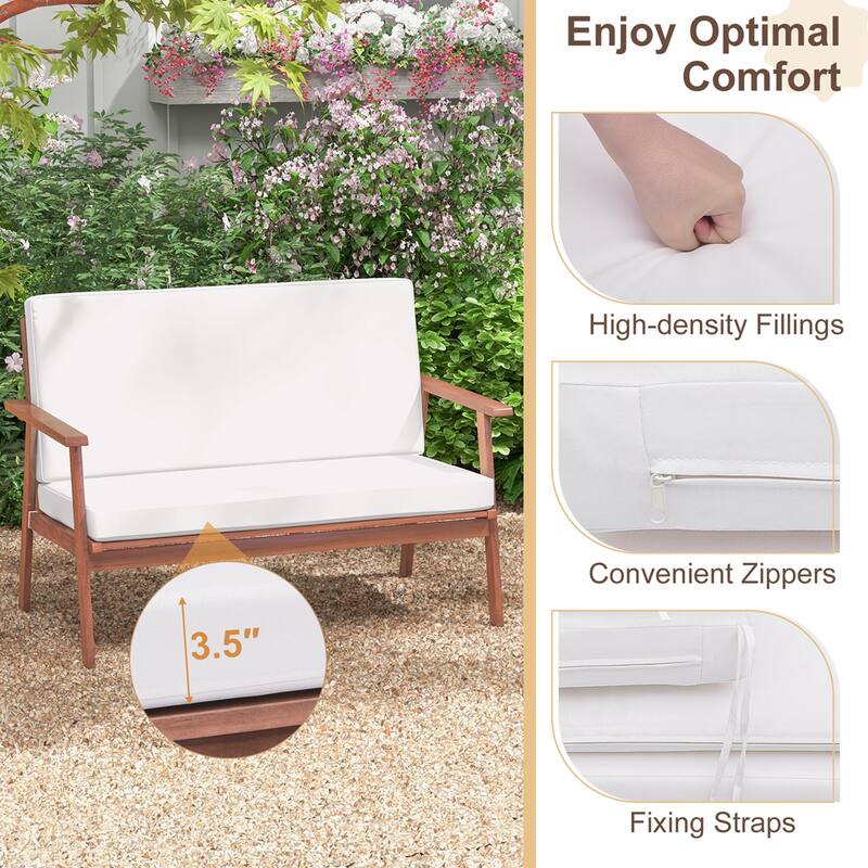 Costway 4 PCS Patio Conversation Set Acacia Wood Sofa Coffee Table - See Details