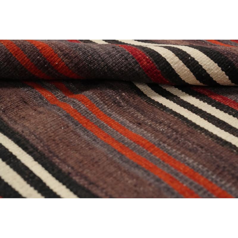 Hand Woven Oriental 100% Wool Carpet Southwestern Geometric Multi-Colored Kilim Area Rug - 11' 2'' X 5' 0''