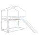 preview thumbnail 11 of 40, Twin Over Twin Wooden Bunk Bed with Roof, Slide and Ladder