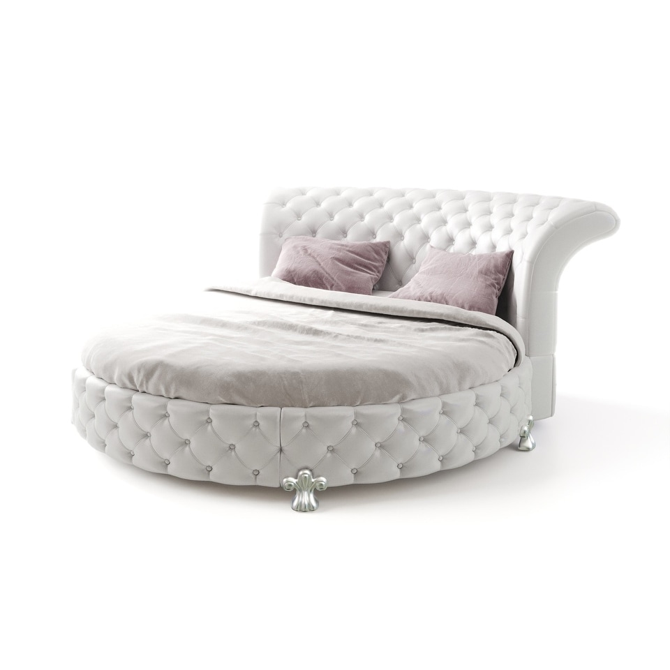 Round crushed store velvet bed